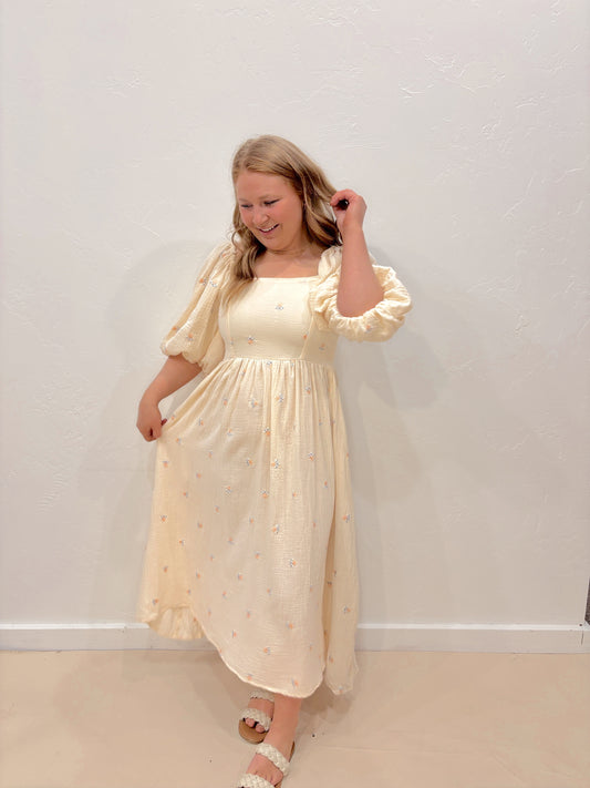 Lillian Cream Midi Dress