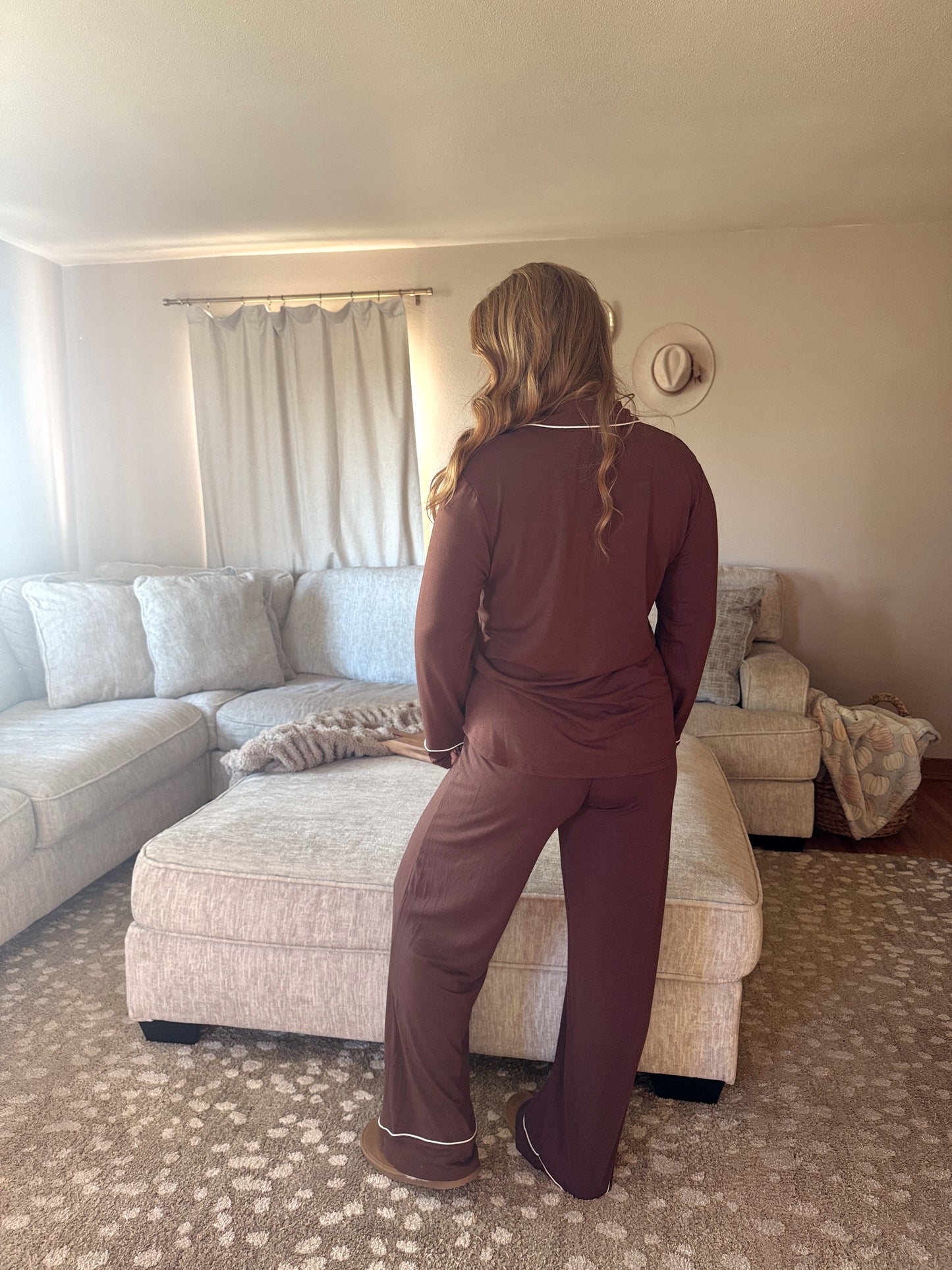 Long Sleeve Pjs - Brown