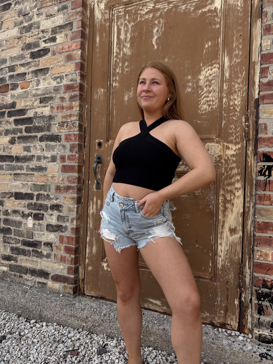 Black Criss Cross Top