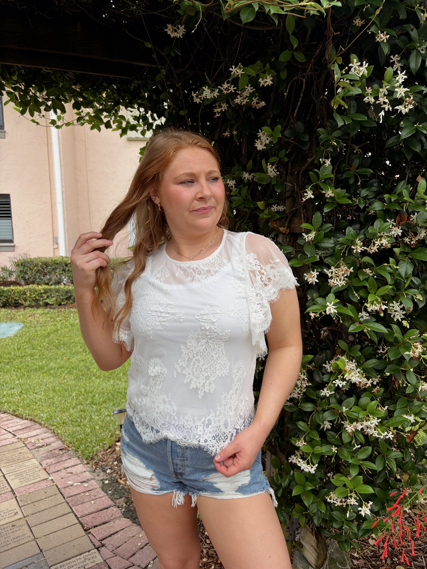 Flutter Sleeve Lace Top