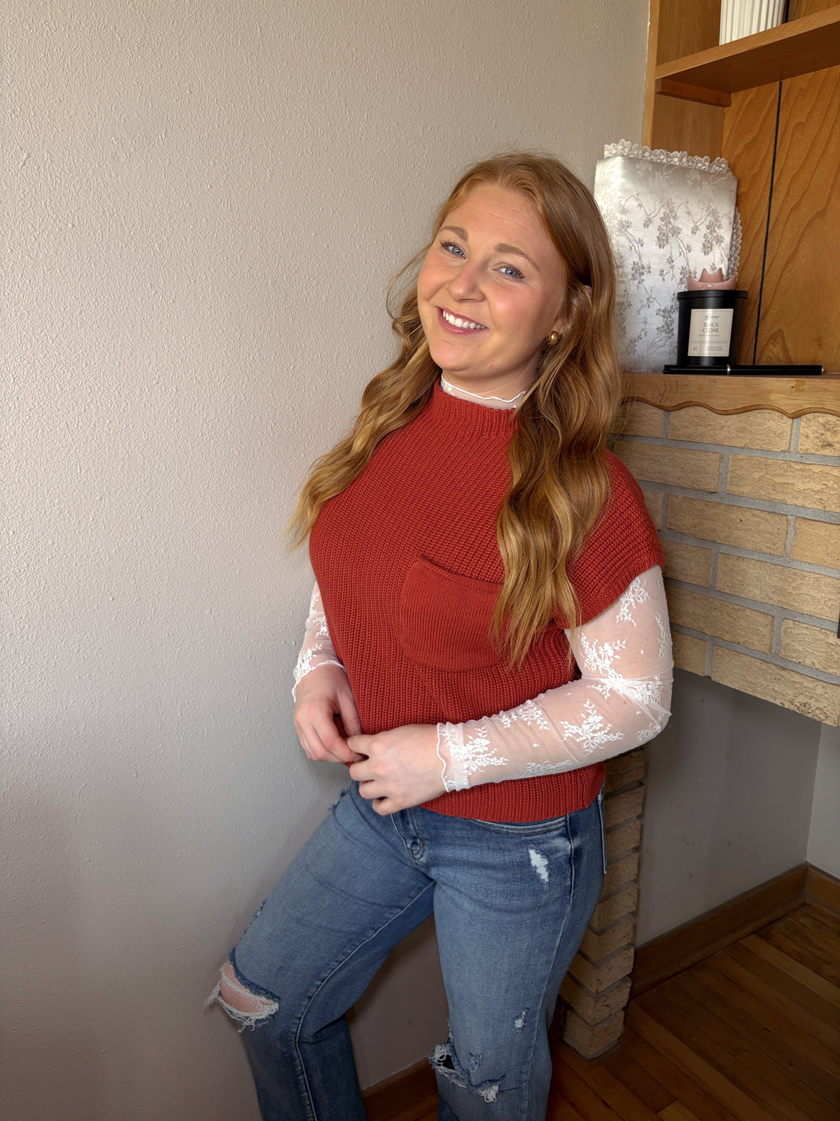 Brooklyn Cropped Sweater - Rust