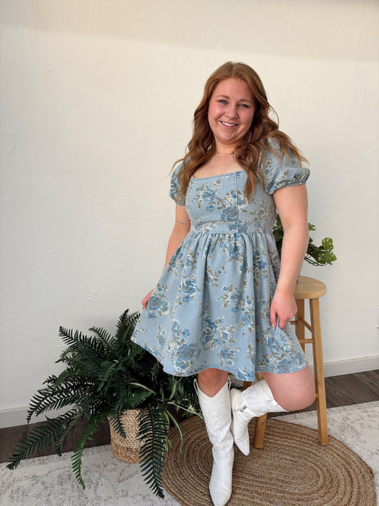Denim Floral Dress