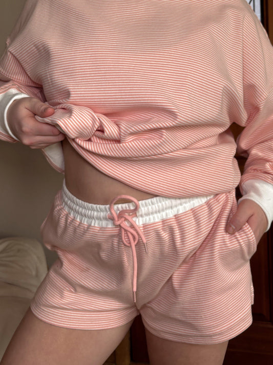 Mid Rise Stripped Shorts