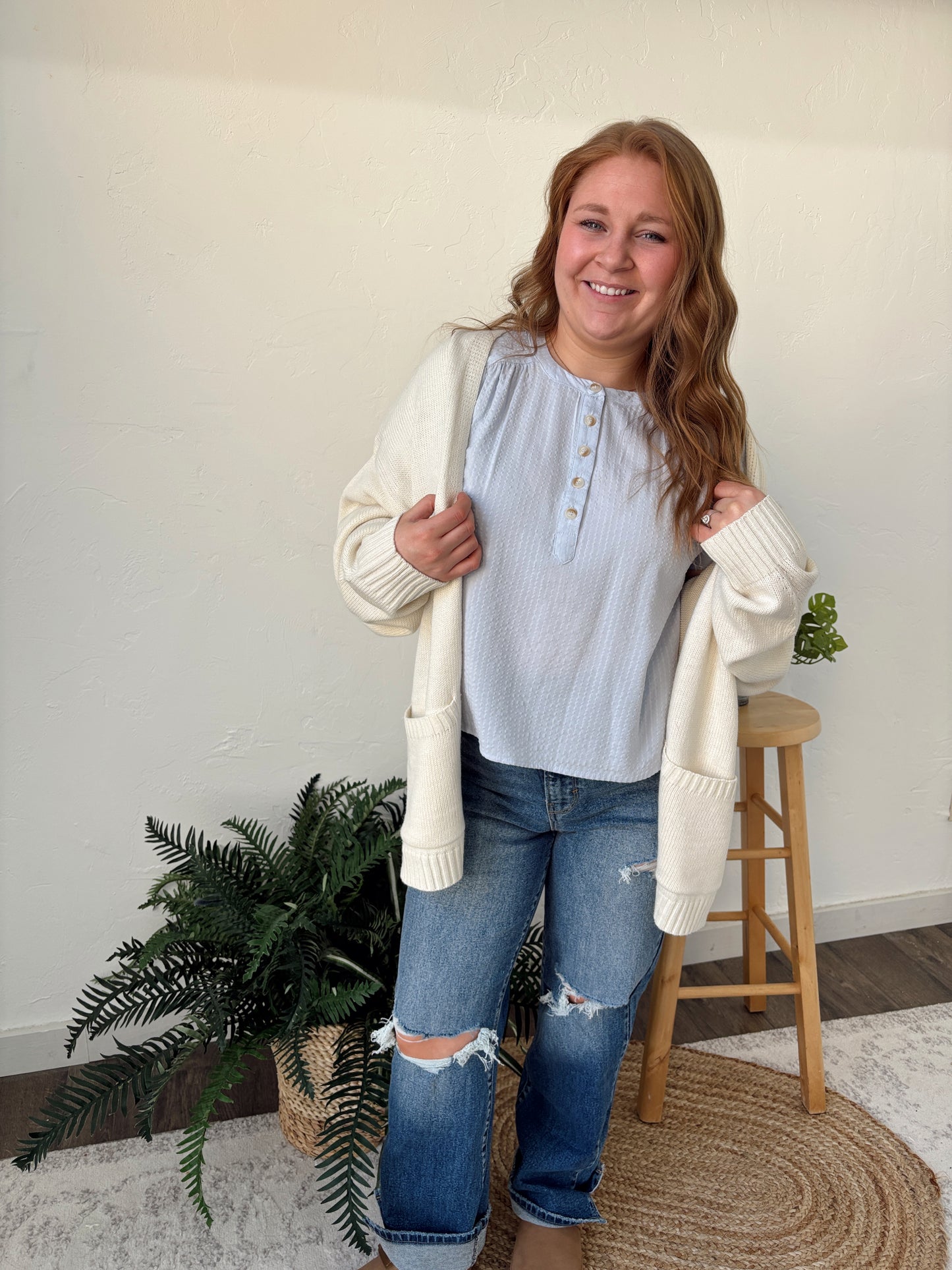 The Basics Cream Cardigan