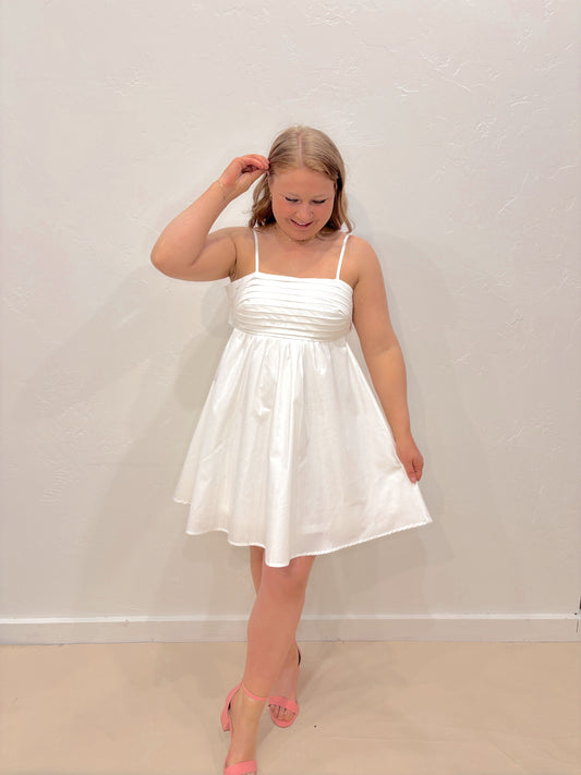 Summer Kiss Back Tie Dress - White