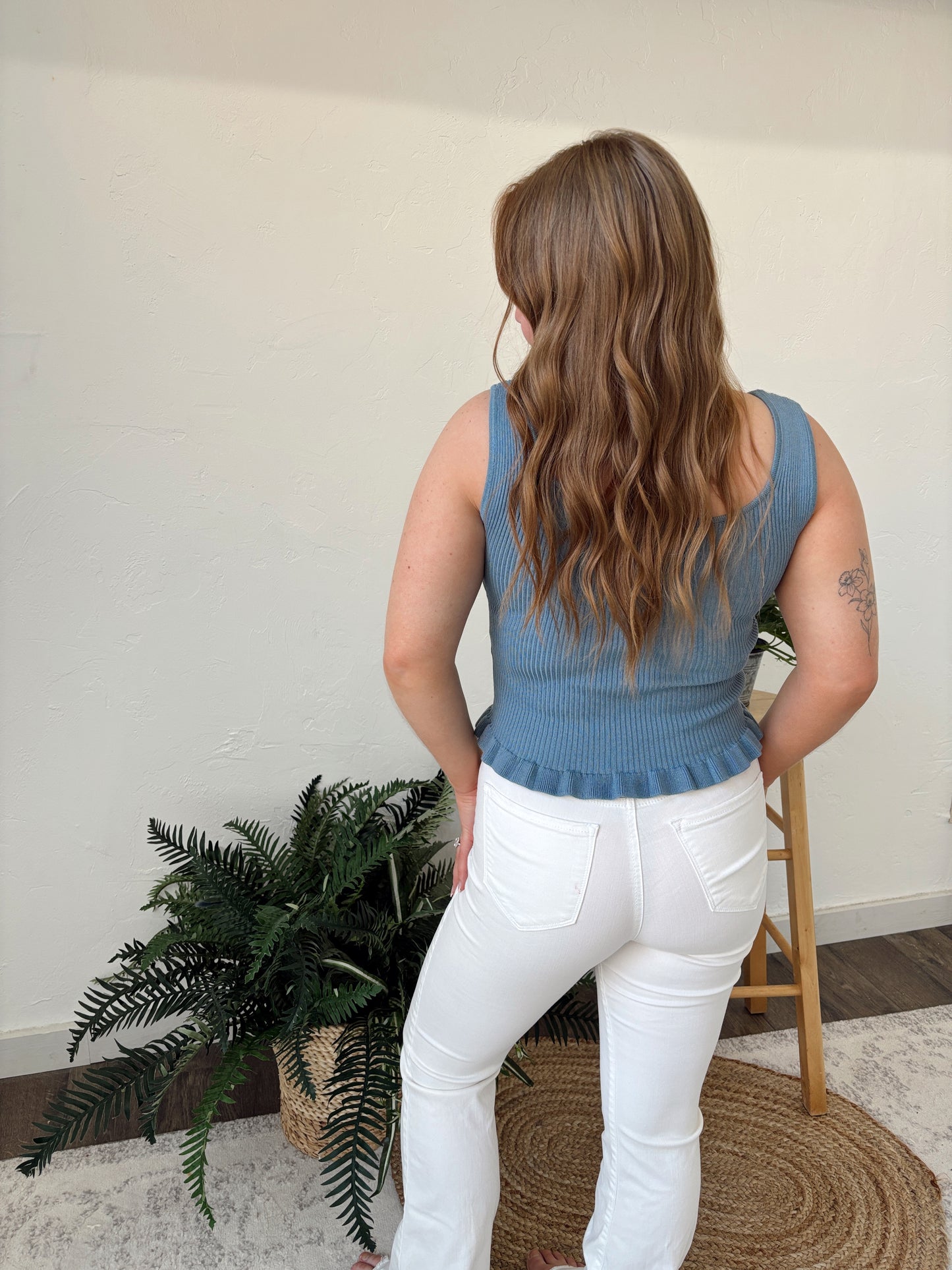 Ribbed Ruffle Tank Top