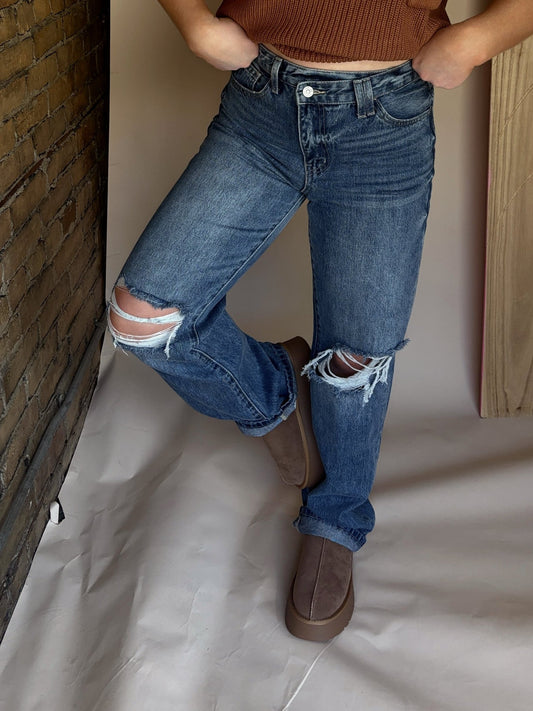 High Rise 90s Criss Cross Jeans