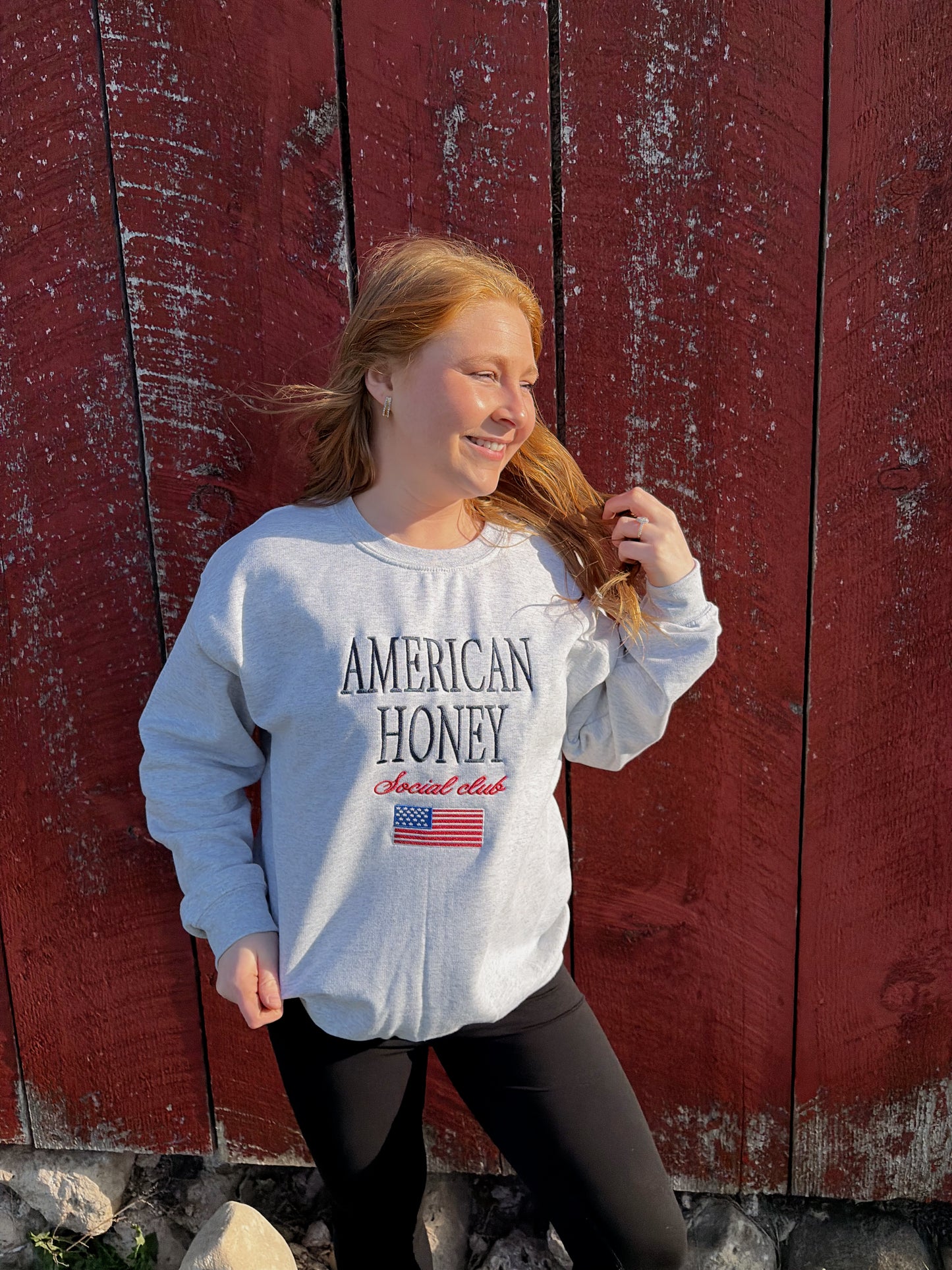 American Honey Embroidered Crewneck