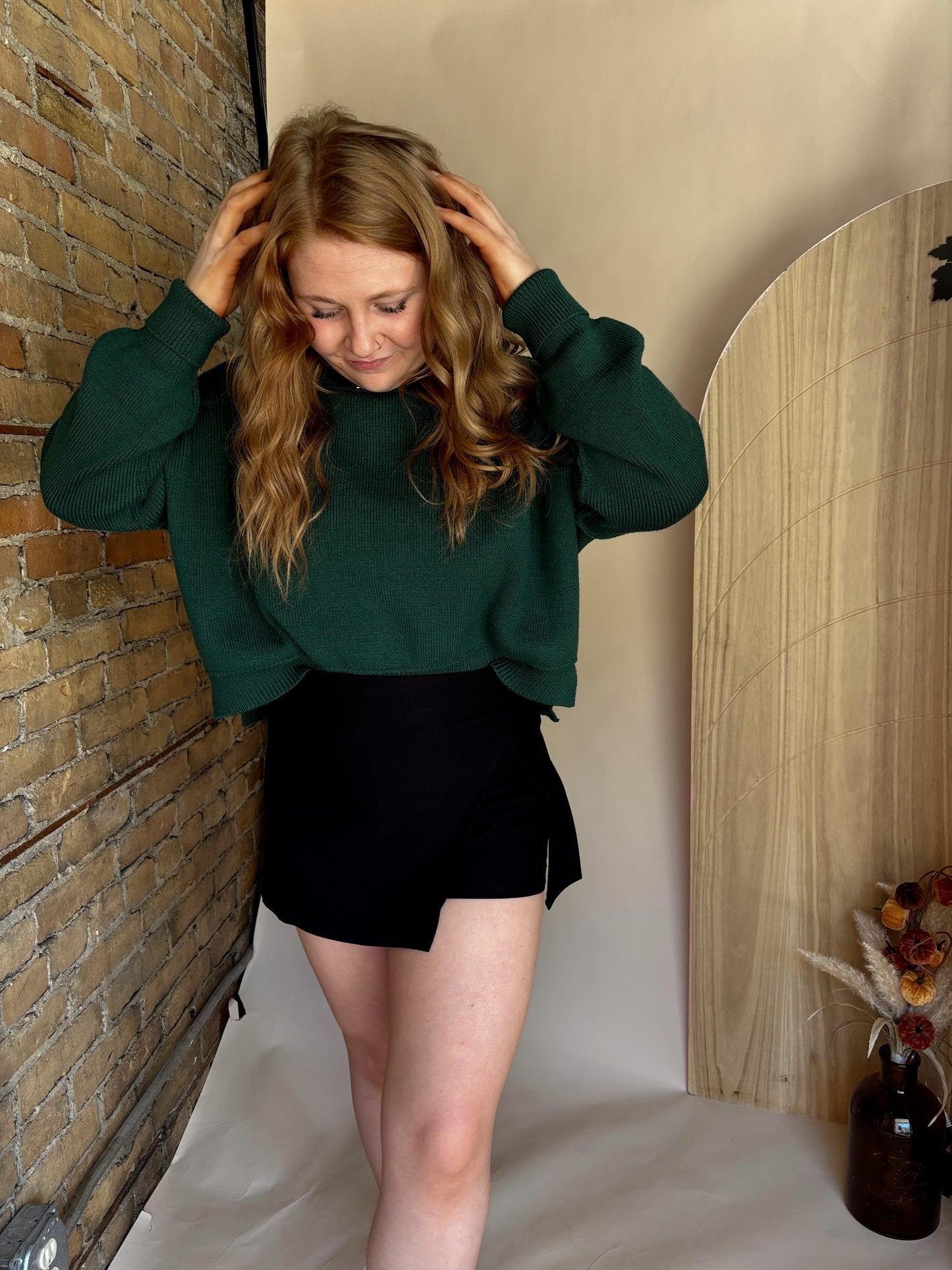 Green Cropped Sweater