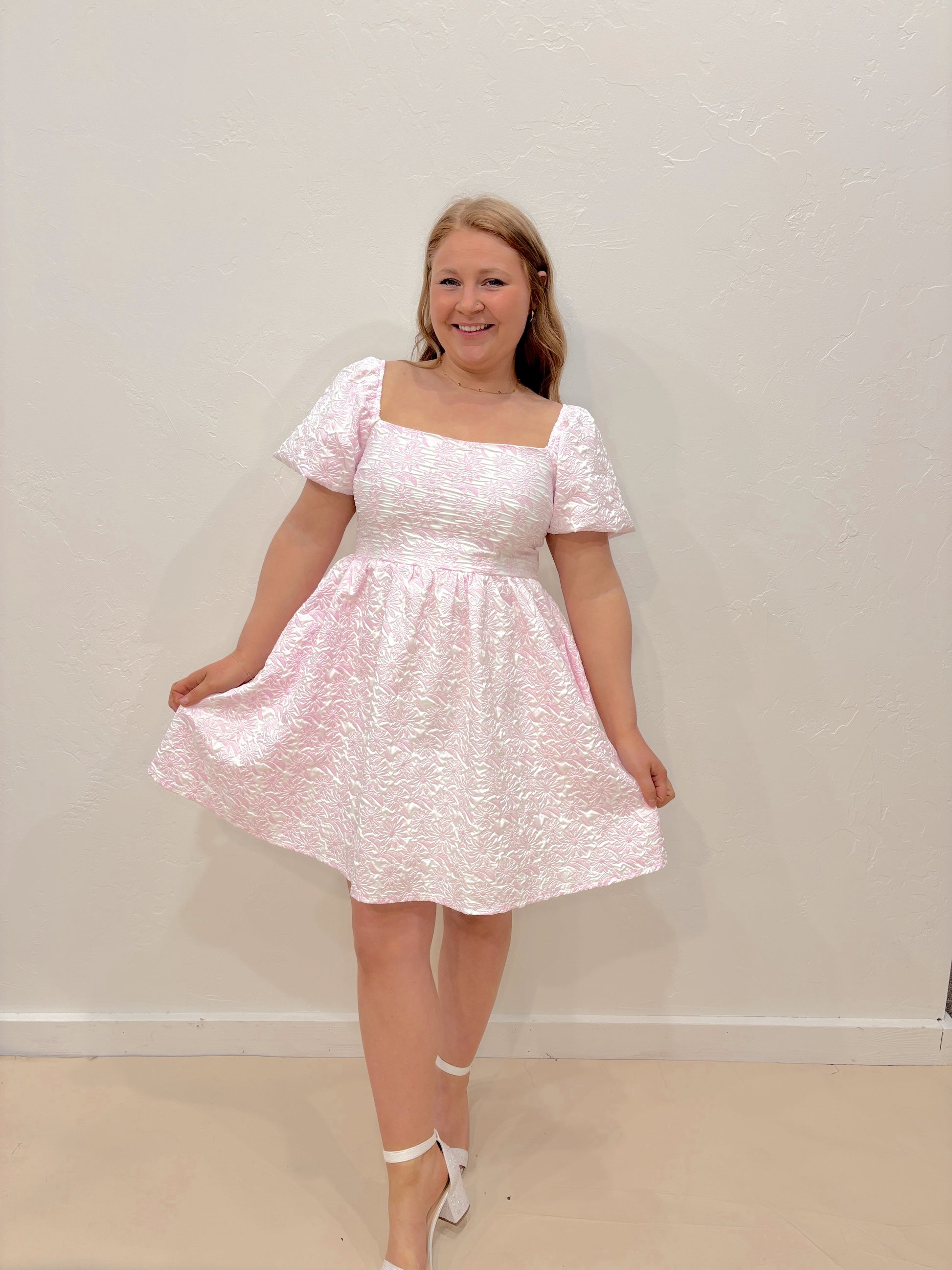 knee length dresses for ladies Light-Pink Square-Neck Mini-Dress knee length dresses for ladies Light-Pink Square-Neck Mini-Dress