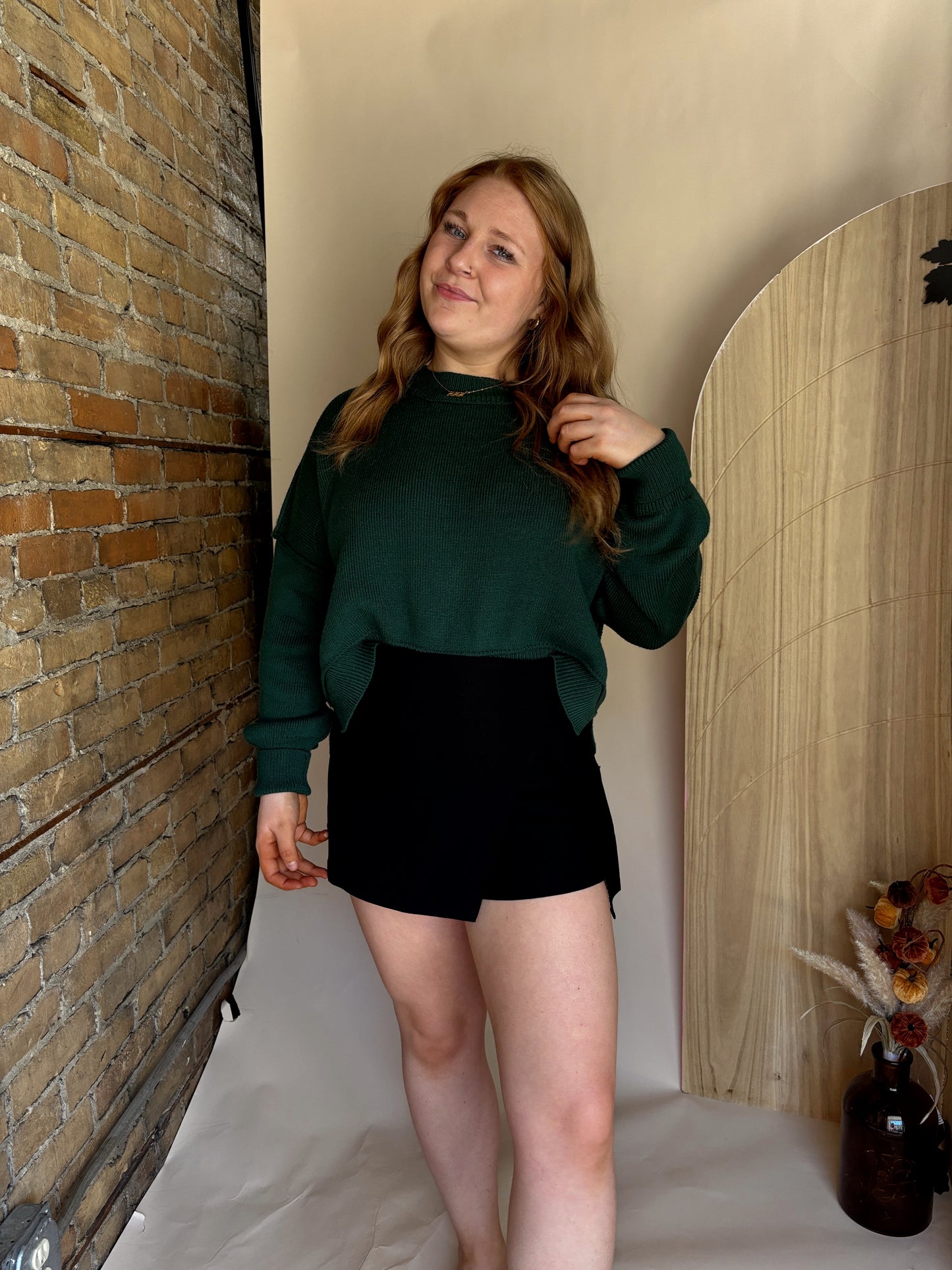 Green Cropped Sweater