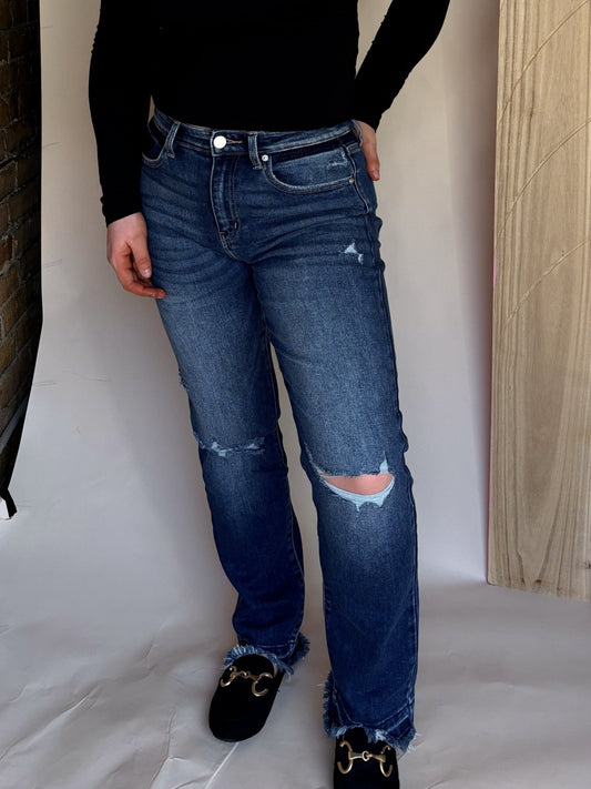 High Rise Slim Straight Jeans