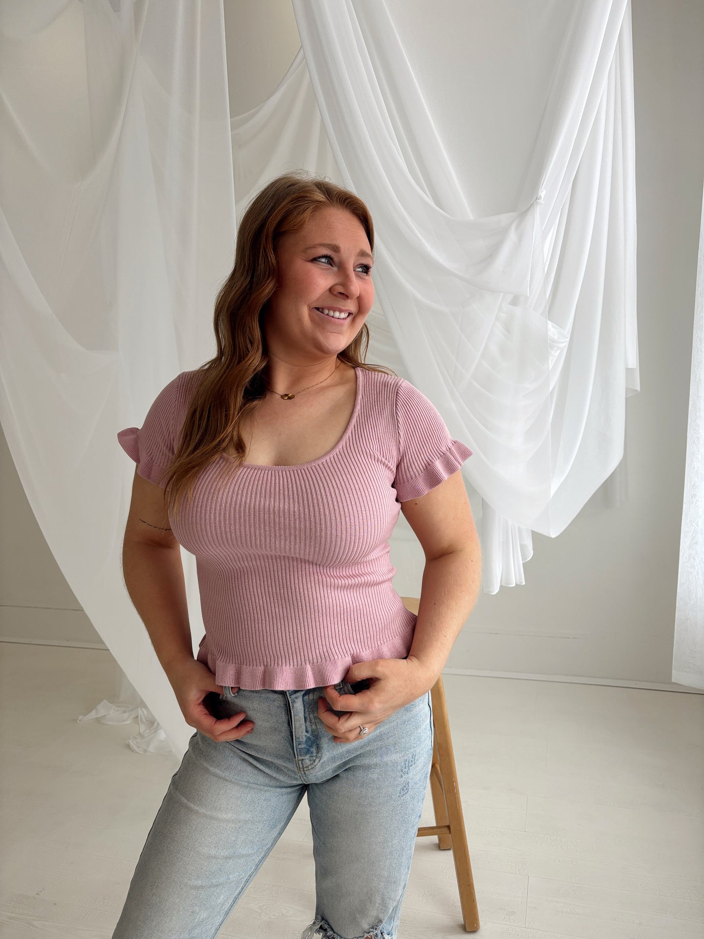 Rosey Ruffle Knit Top