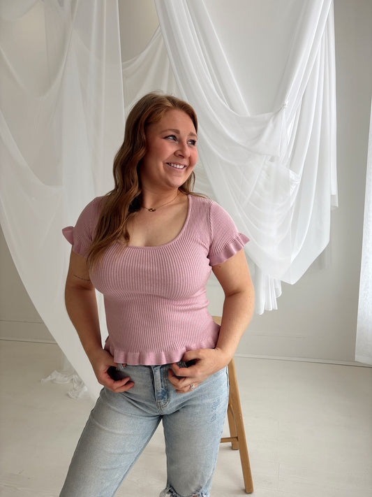 Rosey Ruffle Knit Top