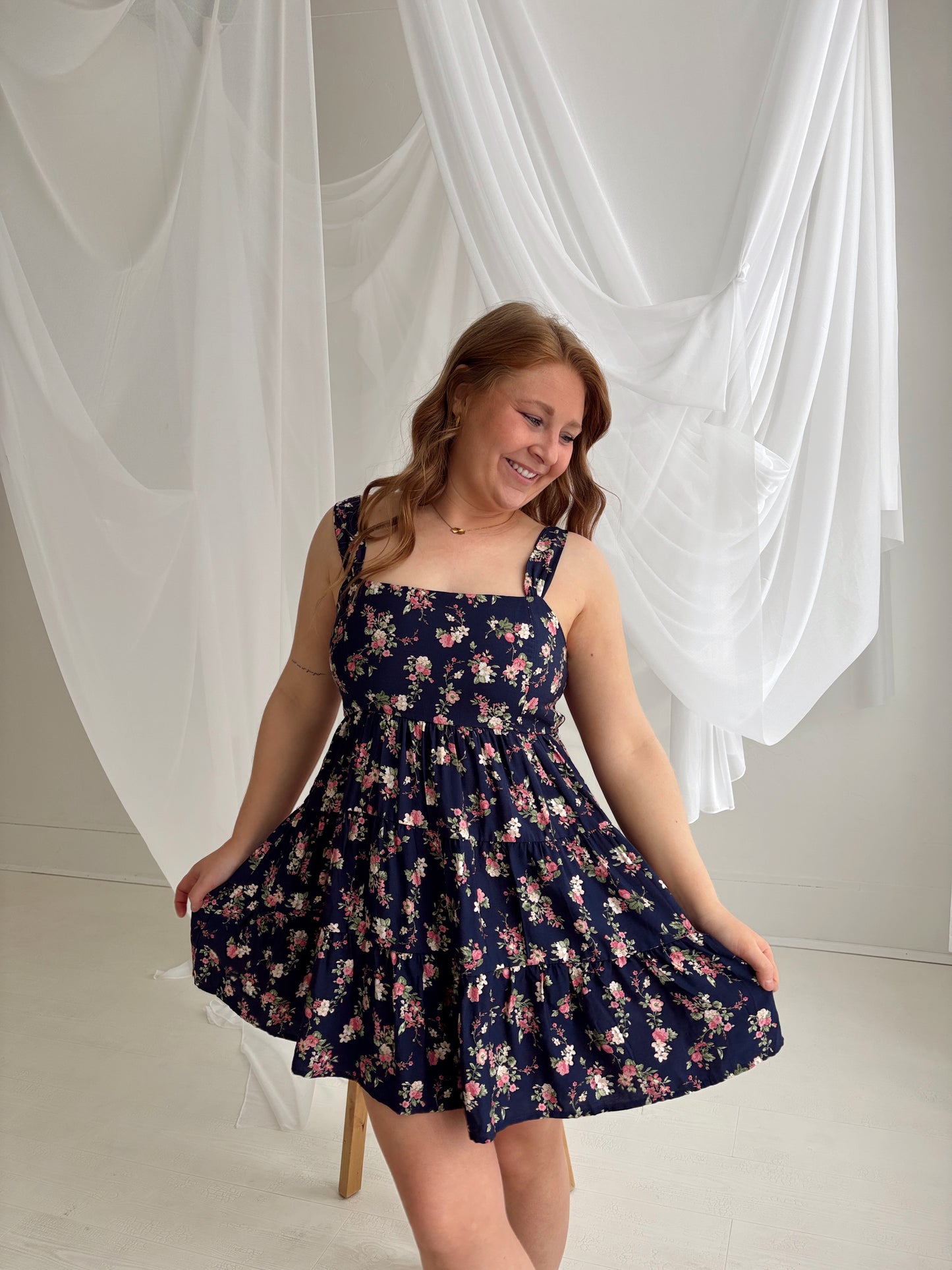 Navy Floral Dress