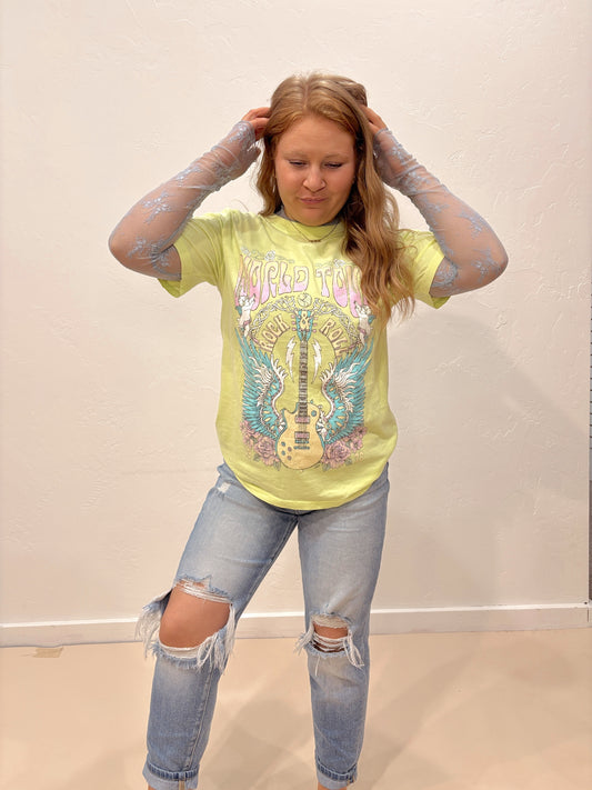 Light Blue Lace Mesh Top