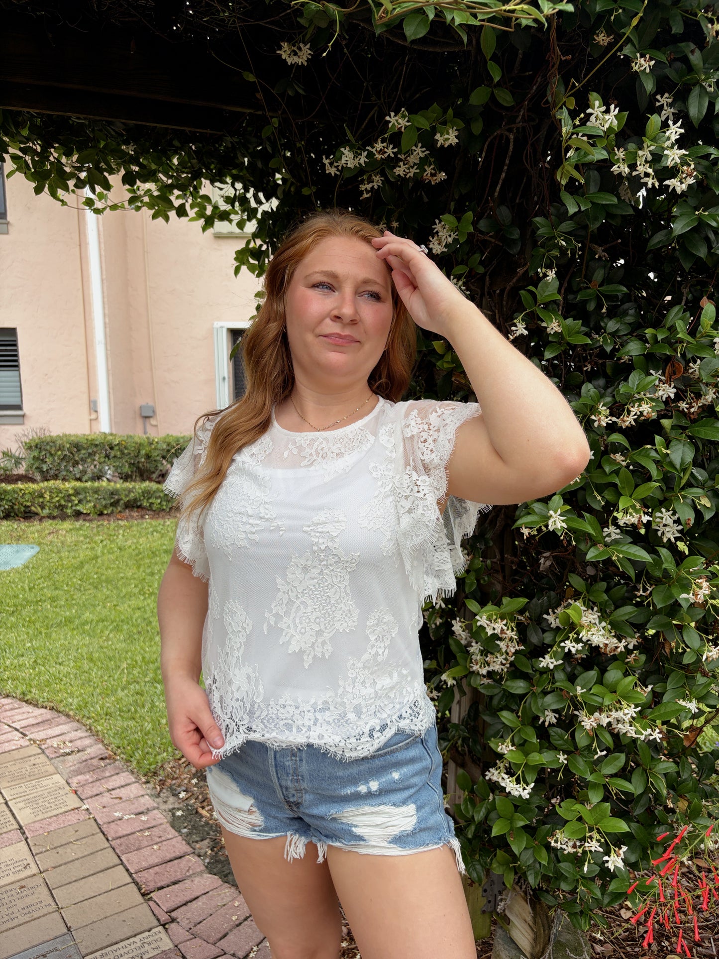 Flutter Sleeve Lace Top