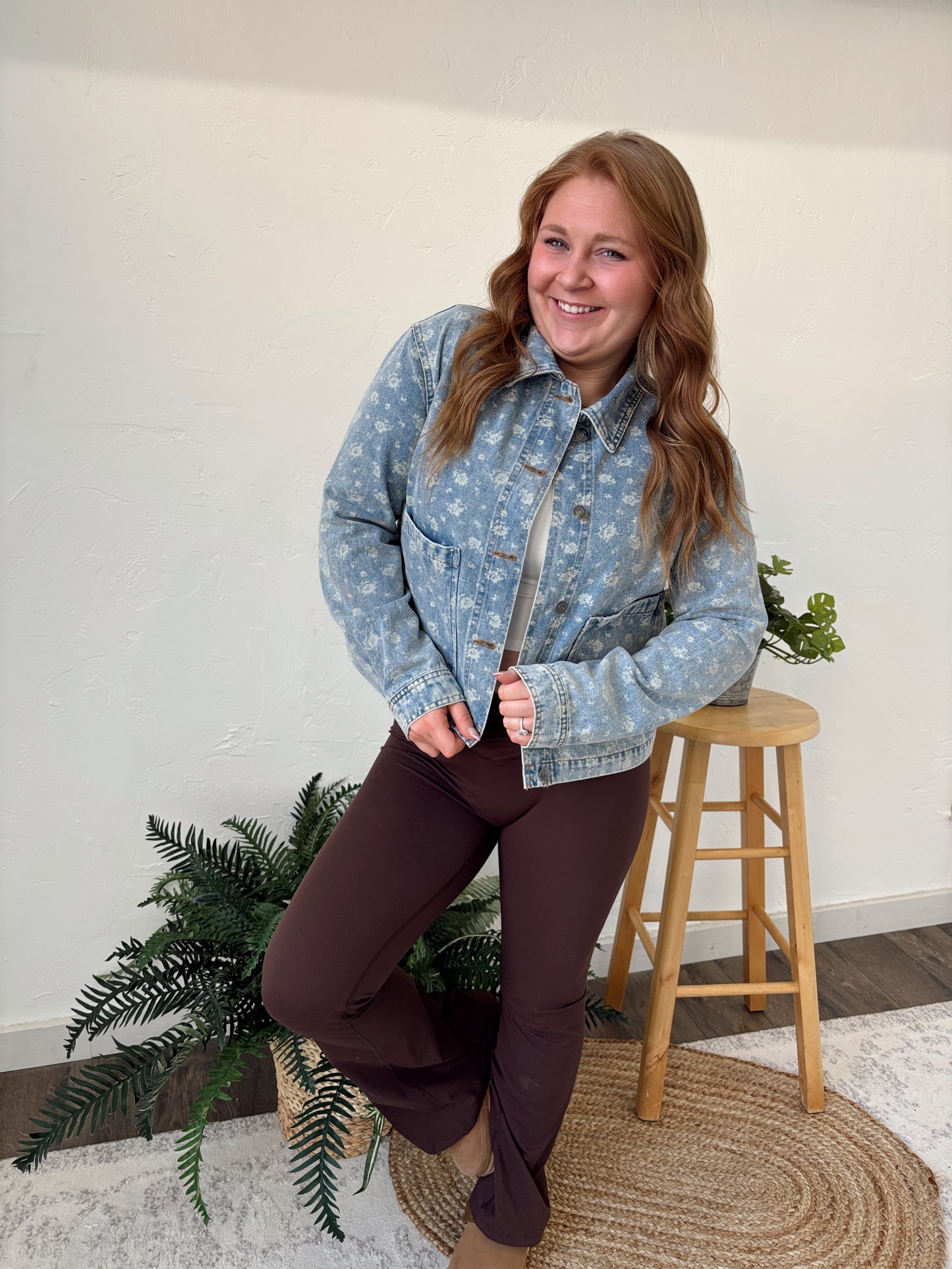 Washed Floral Denim Jacket