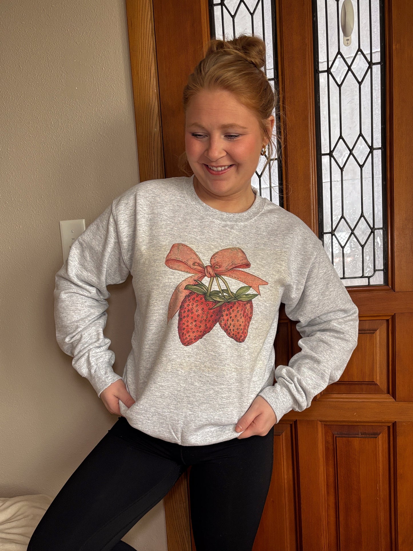 Strawberry bow Graphic Crewneck