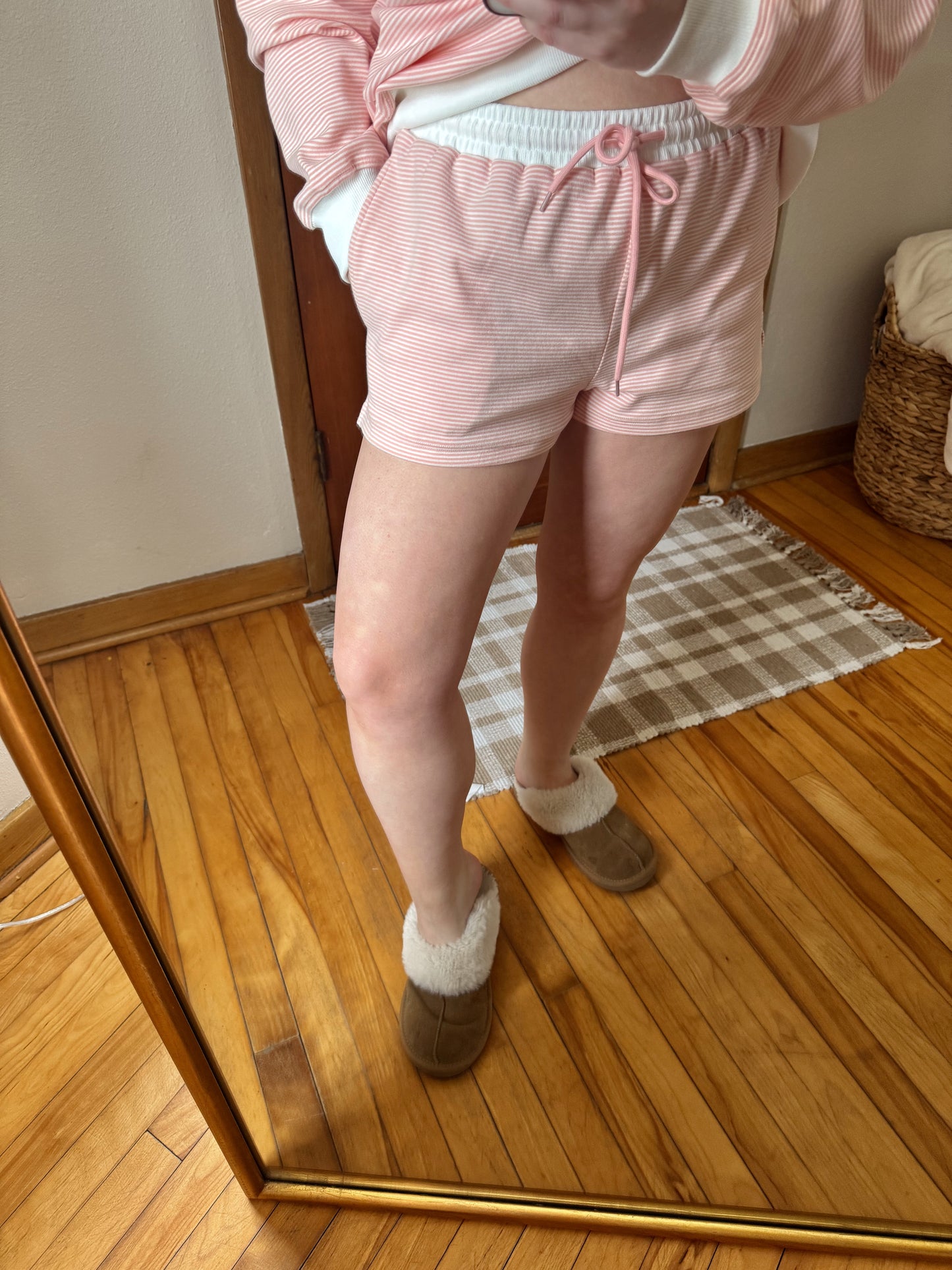 Mid Rise Stripped Shorts