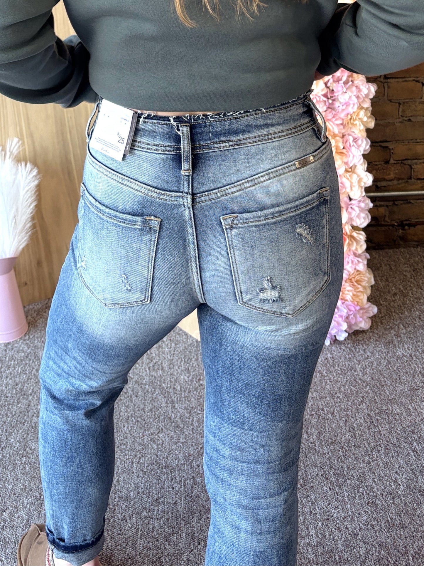 High Rise Distressed Mom Jeans