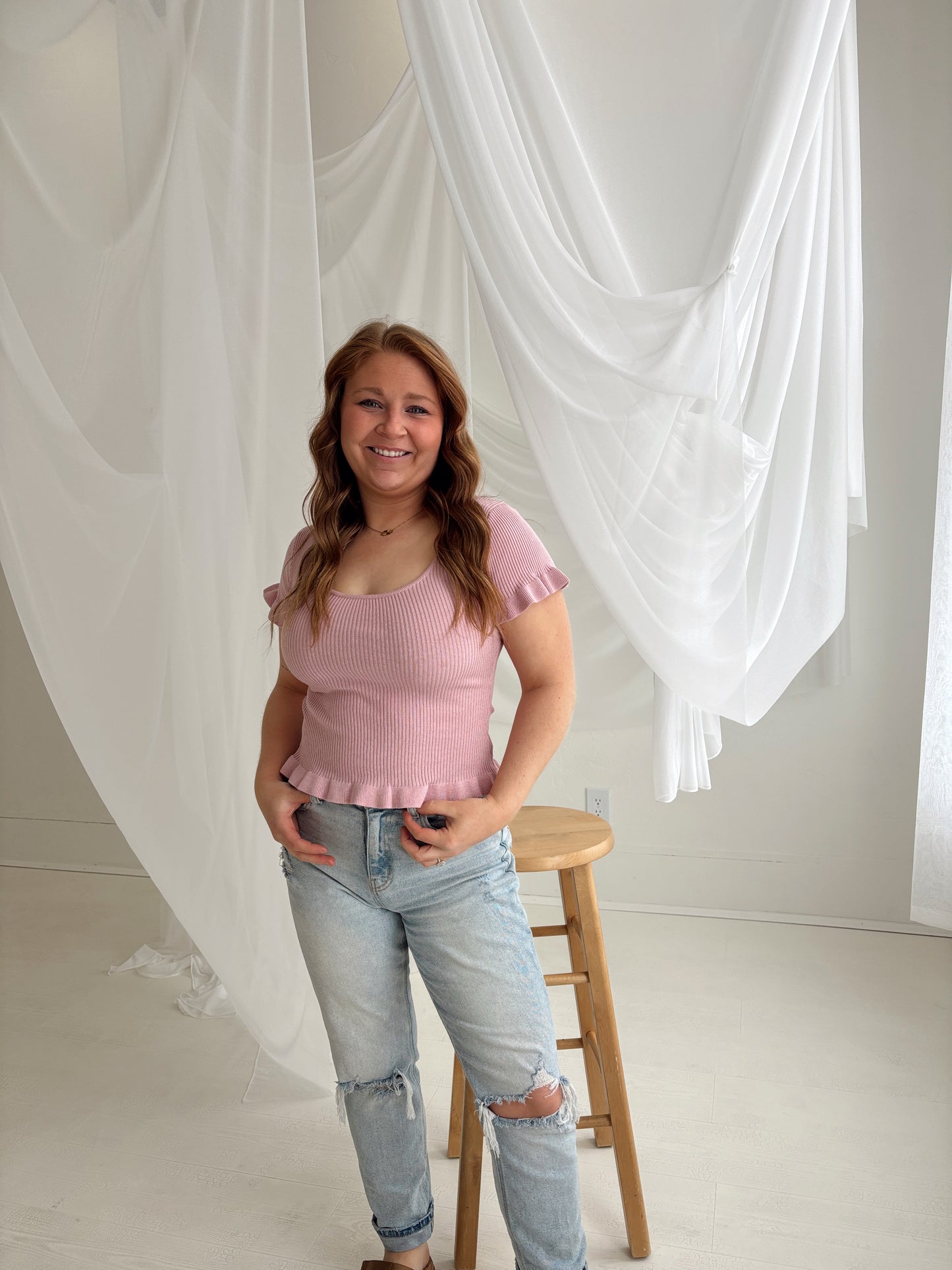 Rosey Ruffle Knit Top