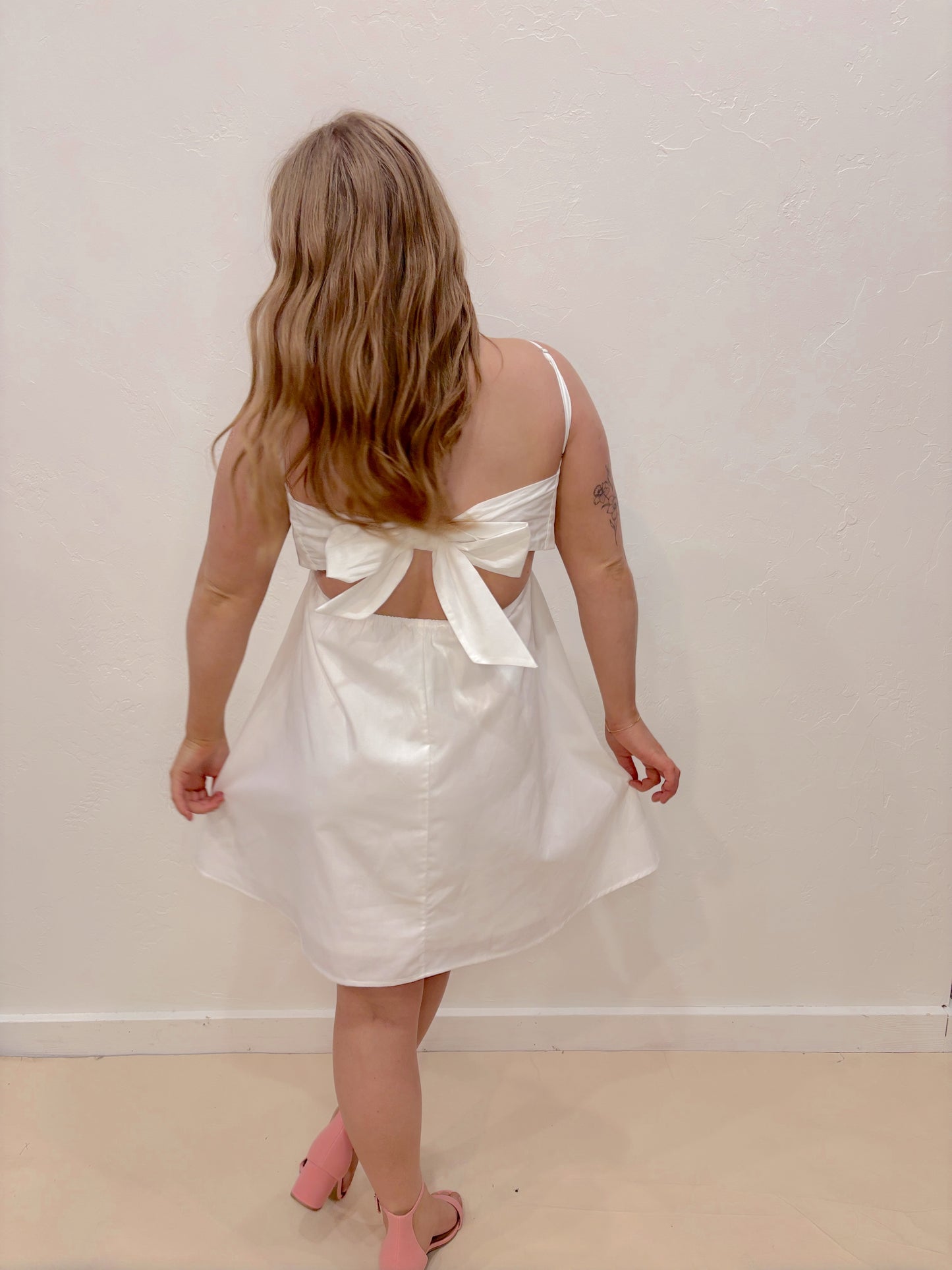Summer Kiss Back Tie Dress - White