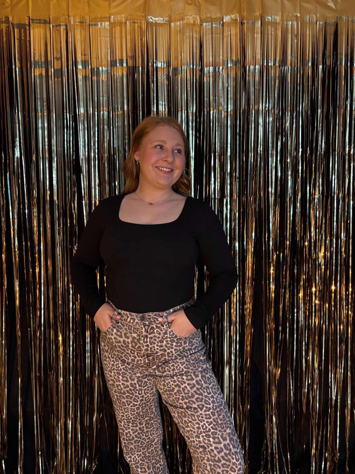 Long Sleeve Square Neck Tee - Black