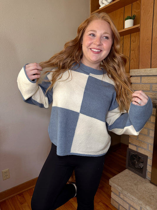 Blue Checkered Sweater