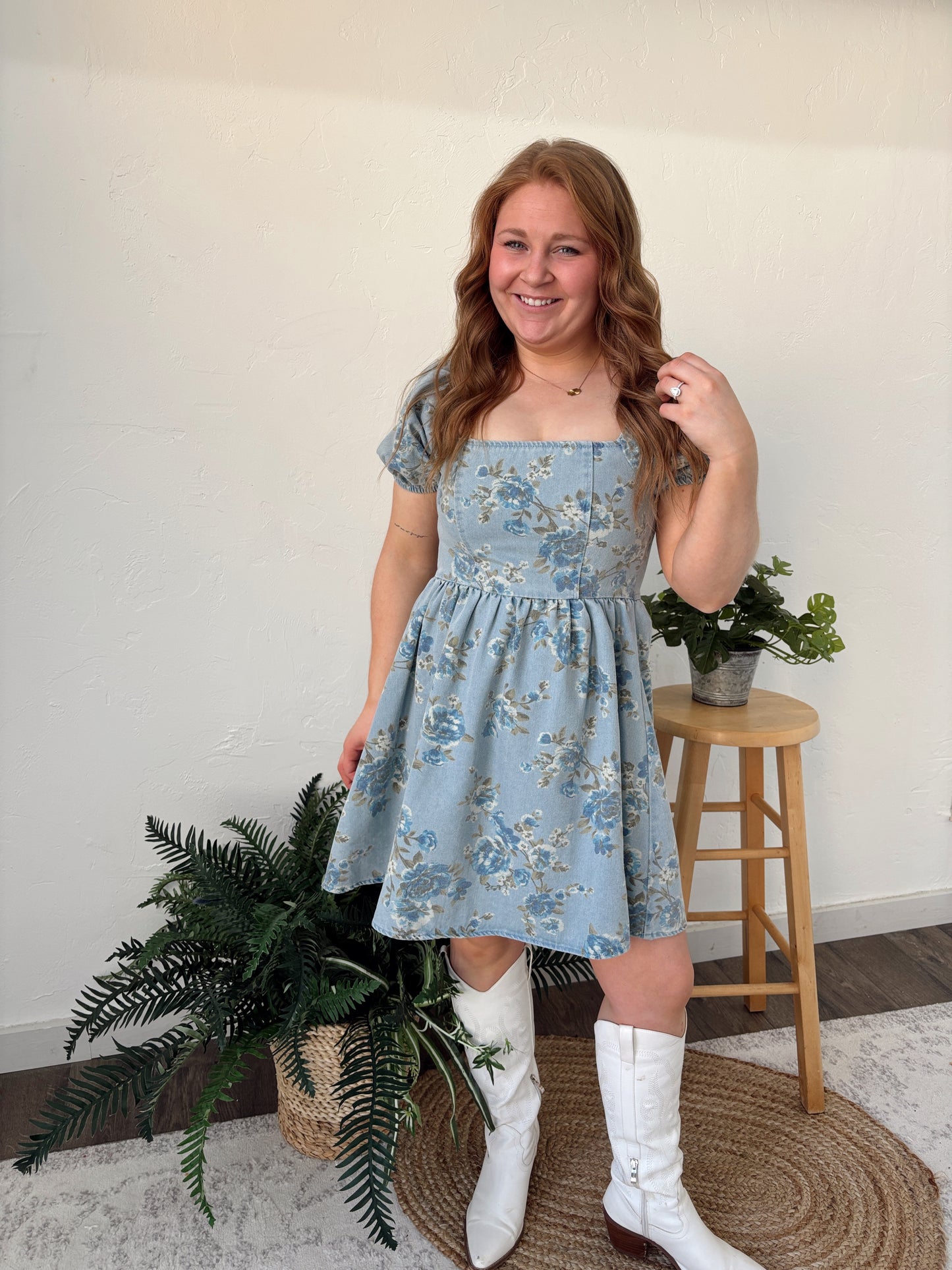 Denim Floral Dress