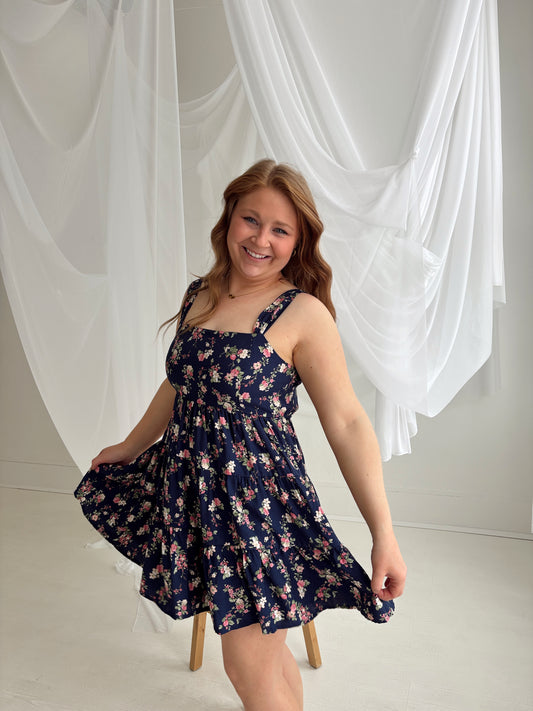 Navy Floral Dress
