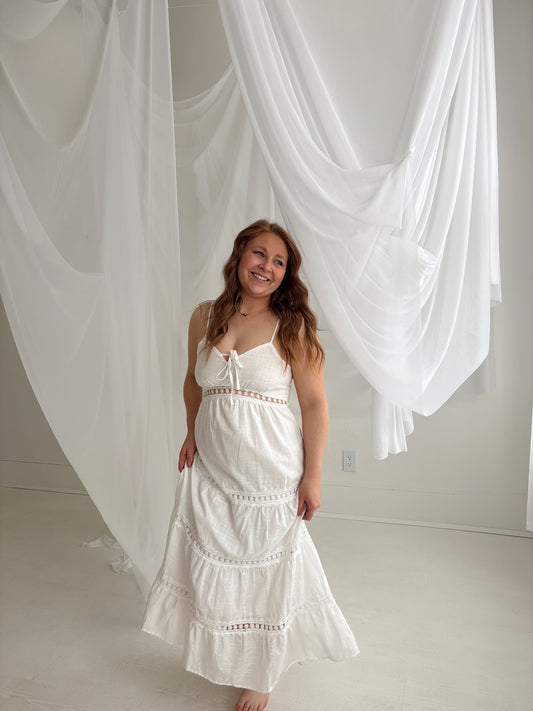 Simple Elegance White Midi Dress