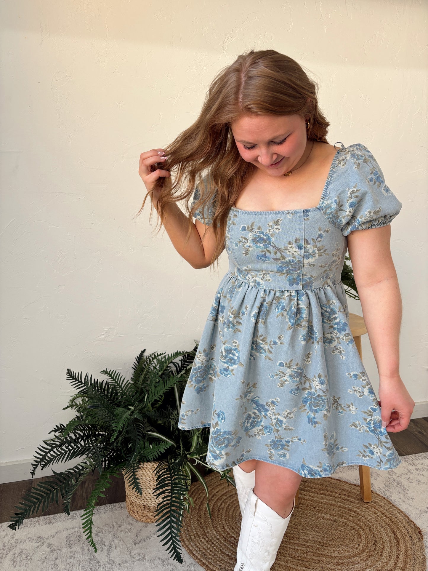 Denim Floral Dress