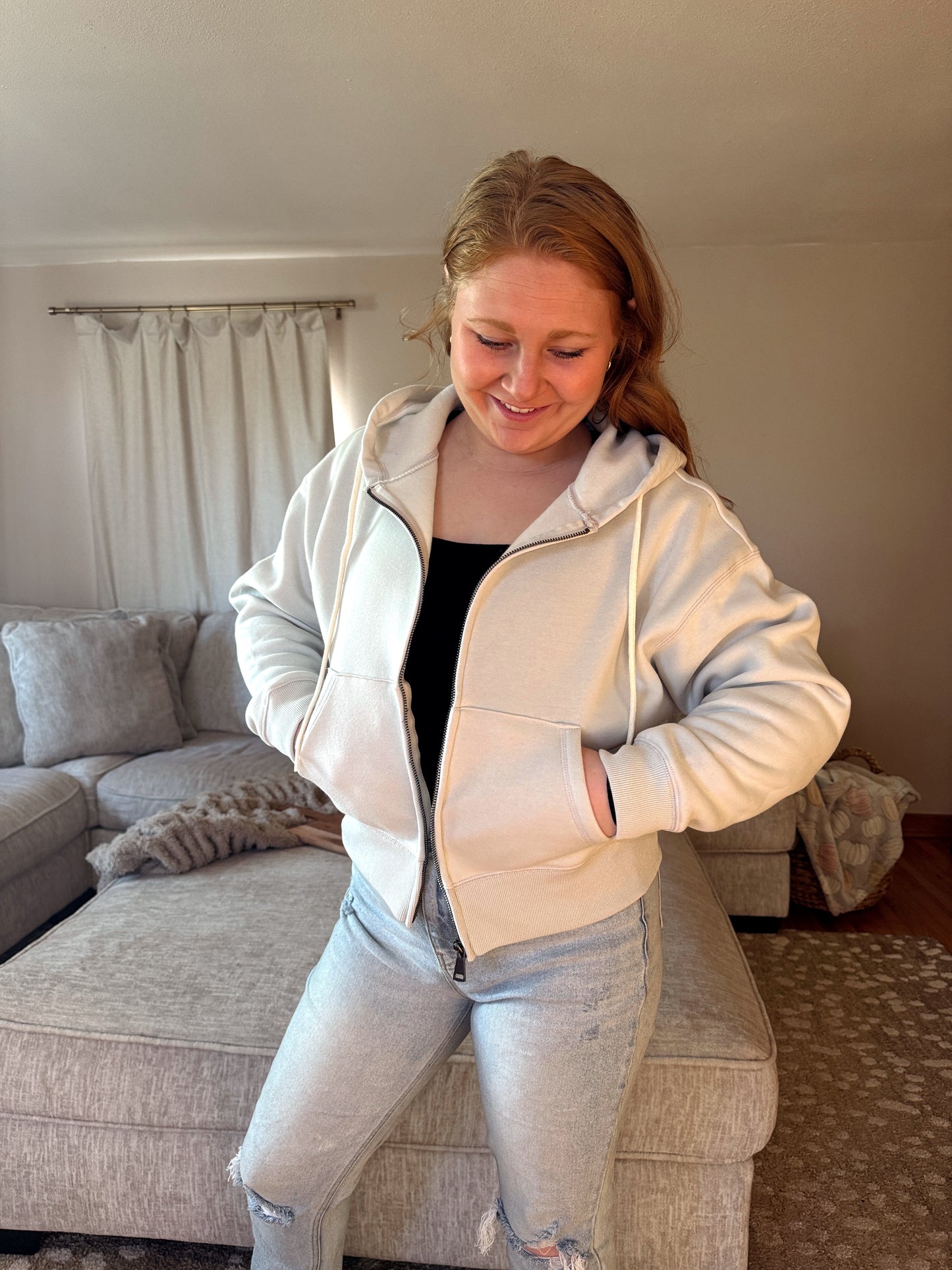 Bone Zip up Hoodie