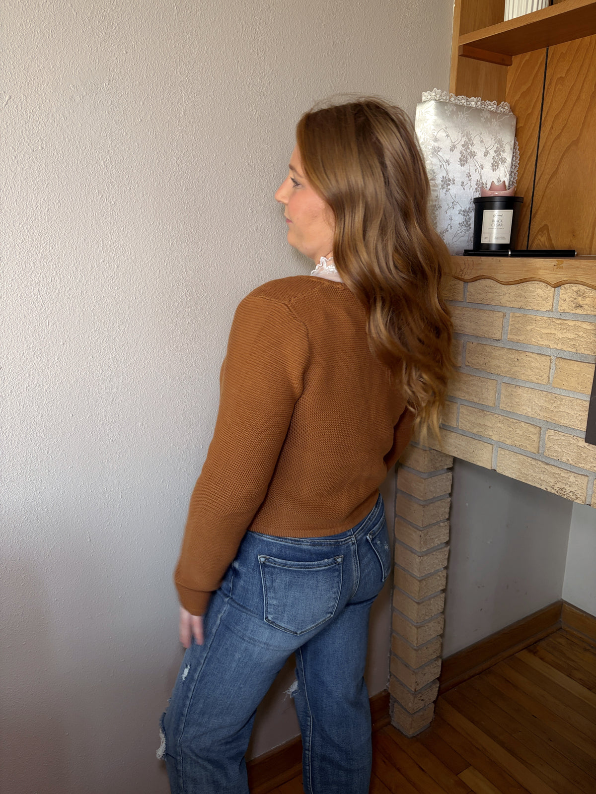 Front Tie Sweater Top - Deep Camel