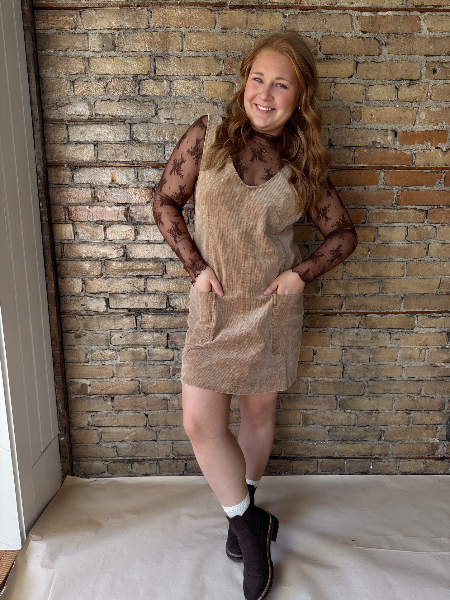 Lace Mesh Top - Brown