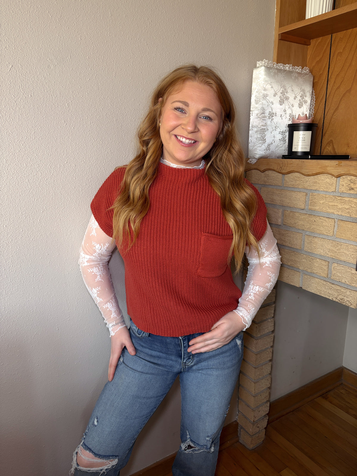 Brooklyn Cropped Sweater - Rust