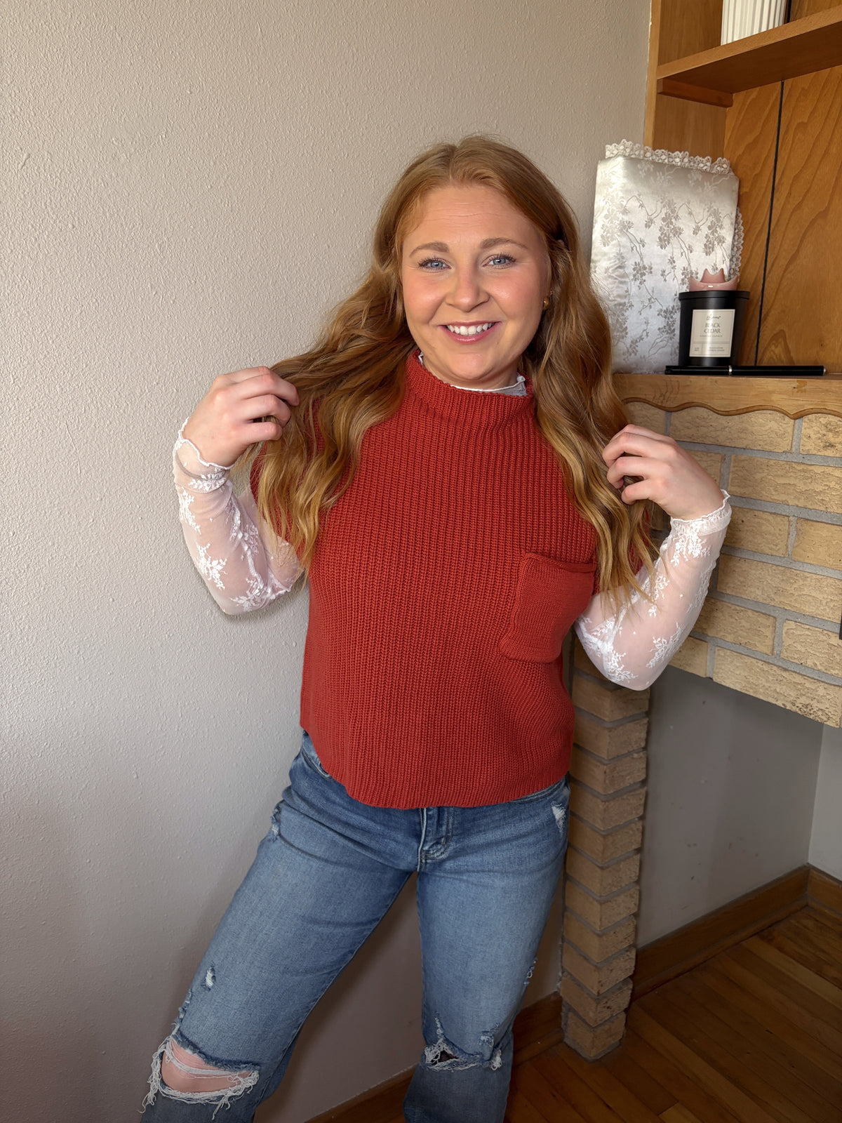 Ivory Lace Mesh Top