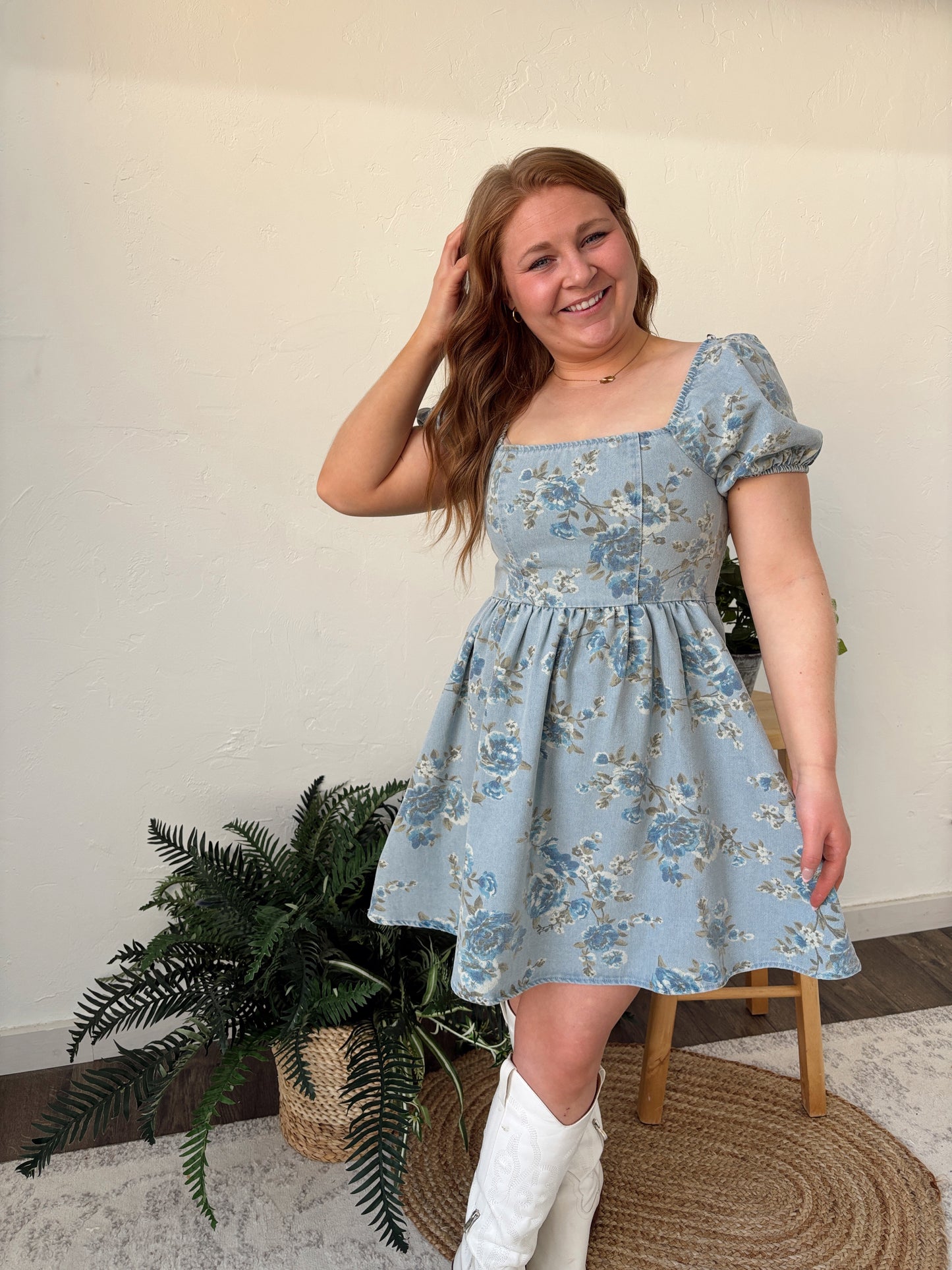 Denim Floral Dress