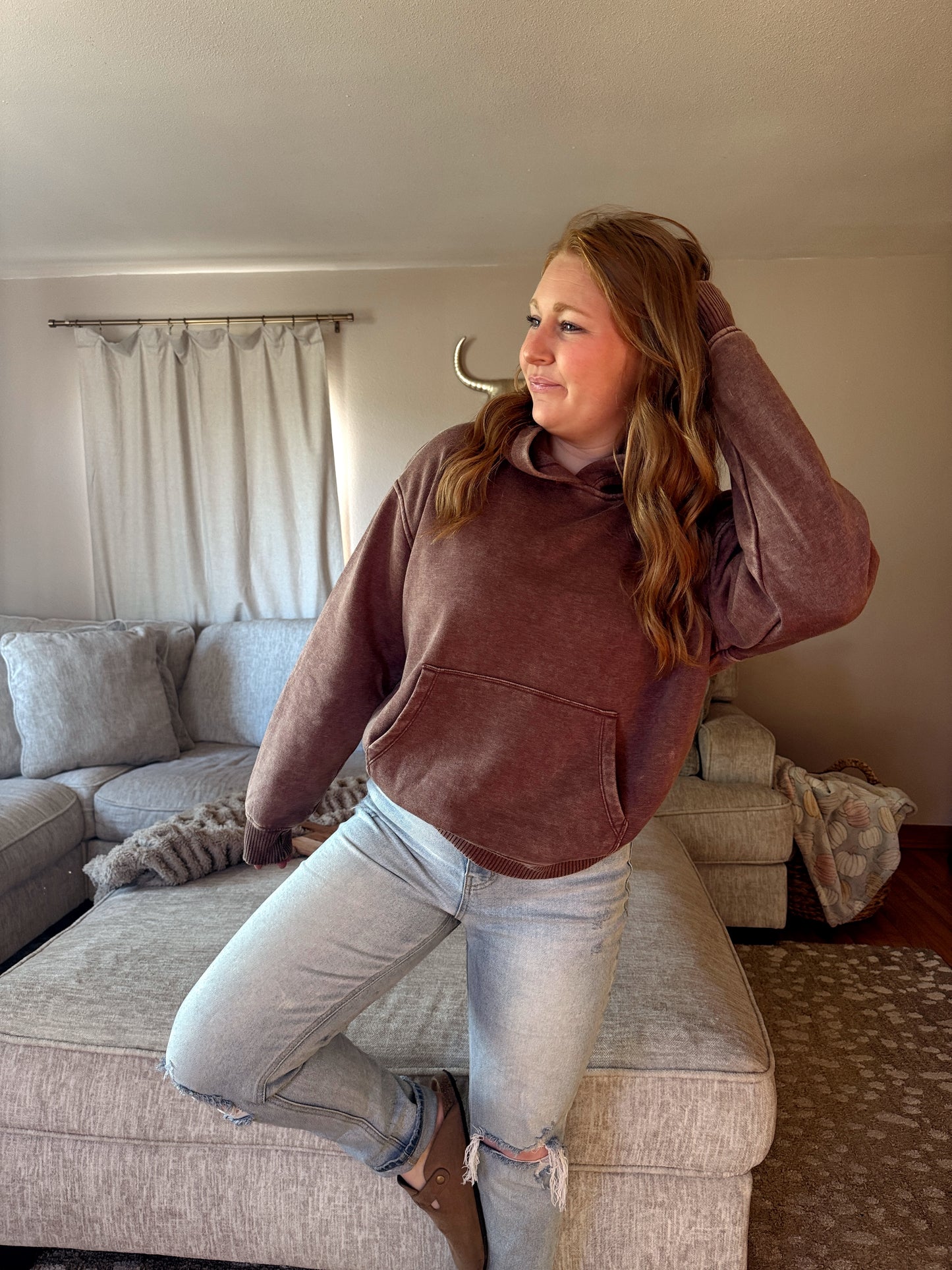 Brown Acid Wash Hoodie