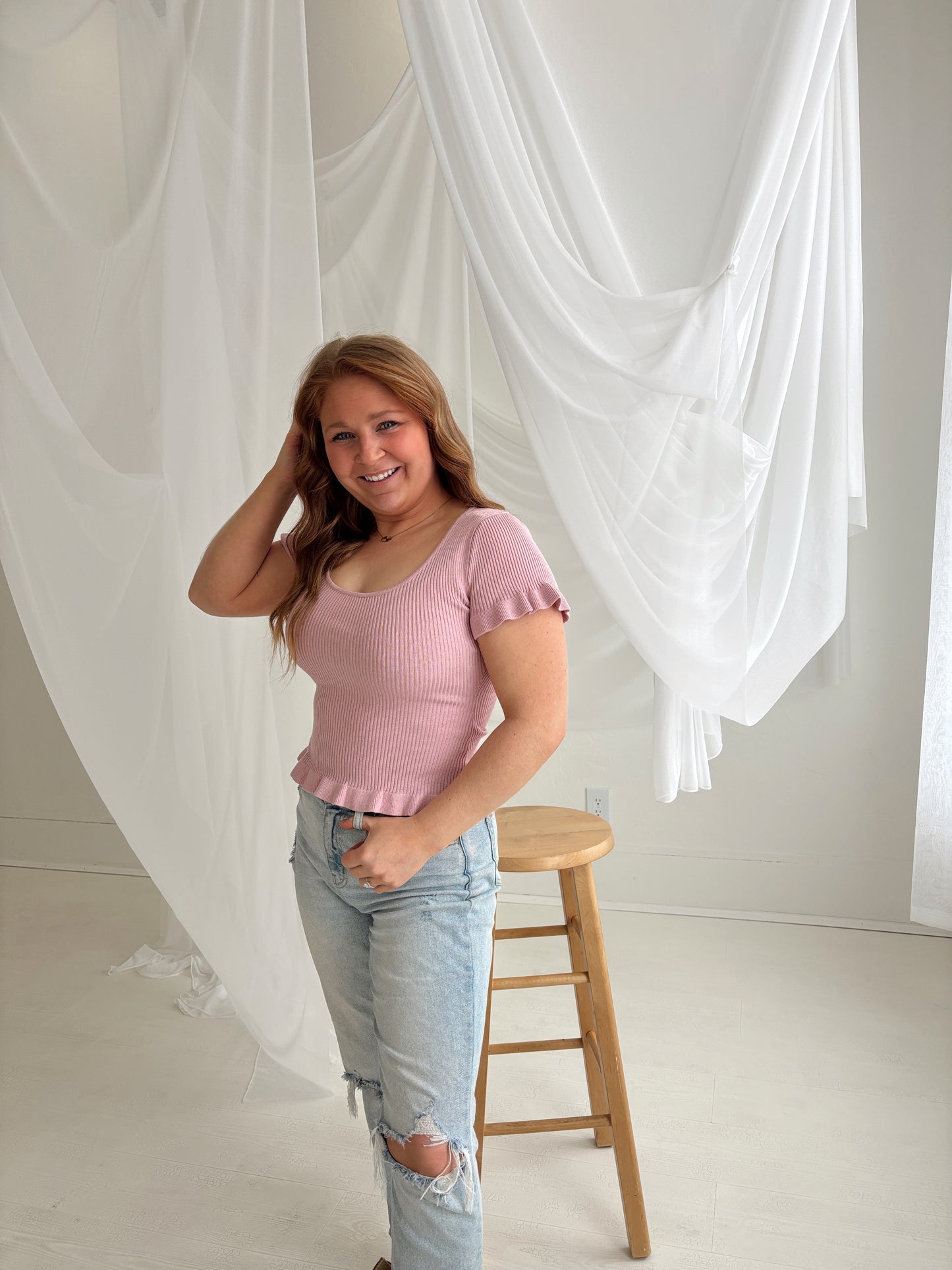 Rosey Ruffle Knit Top