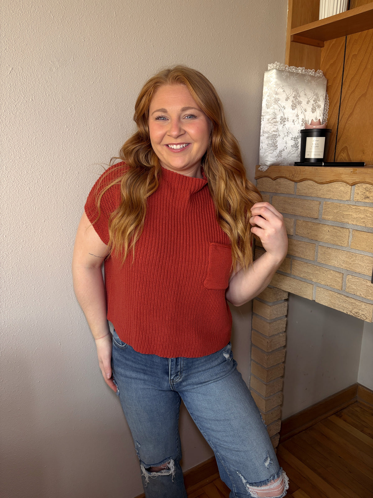 Brooklyn Cropped Sweater - Rust