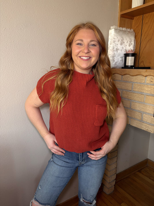 Brooklyn Cropped Sweater - Rust
