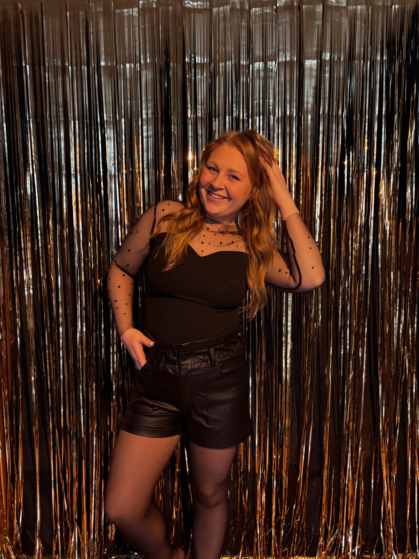 Pearl Dreams Mesh Top - Black