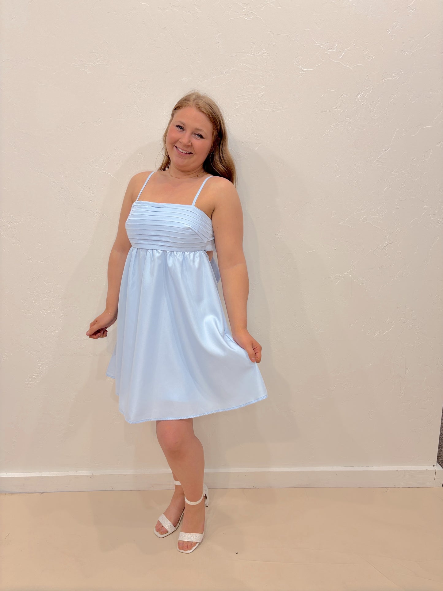 Summer Kiss Back Tie Dress - Blue