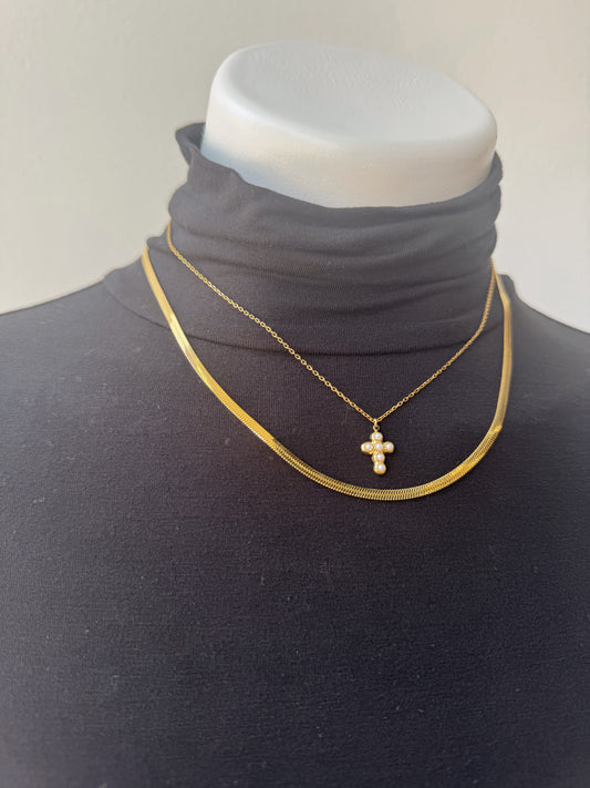 Gold Herringbone Necklace