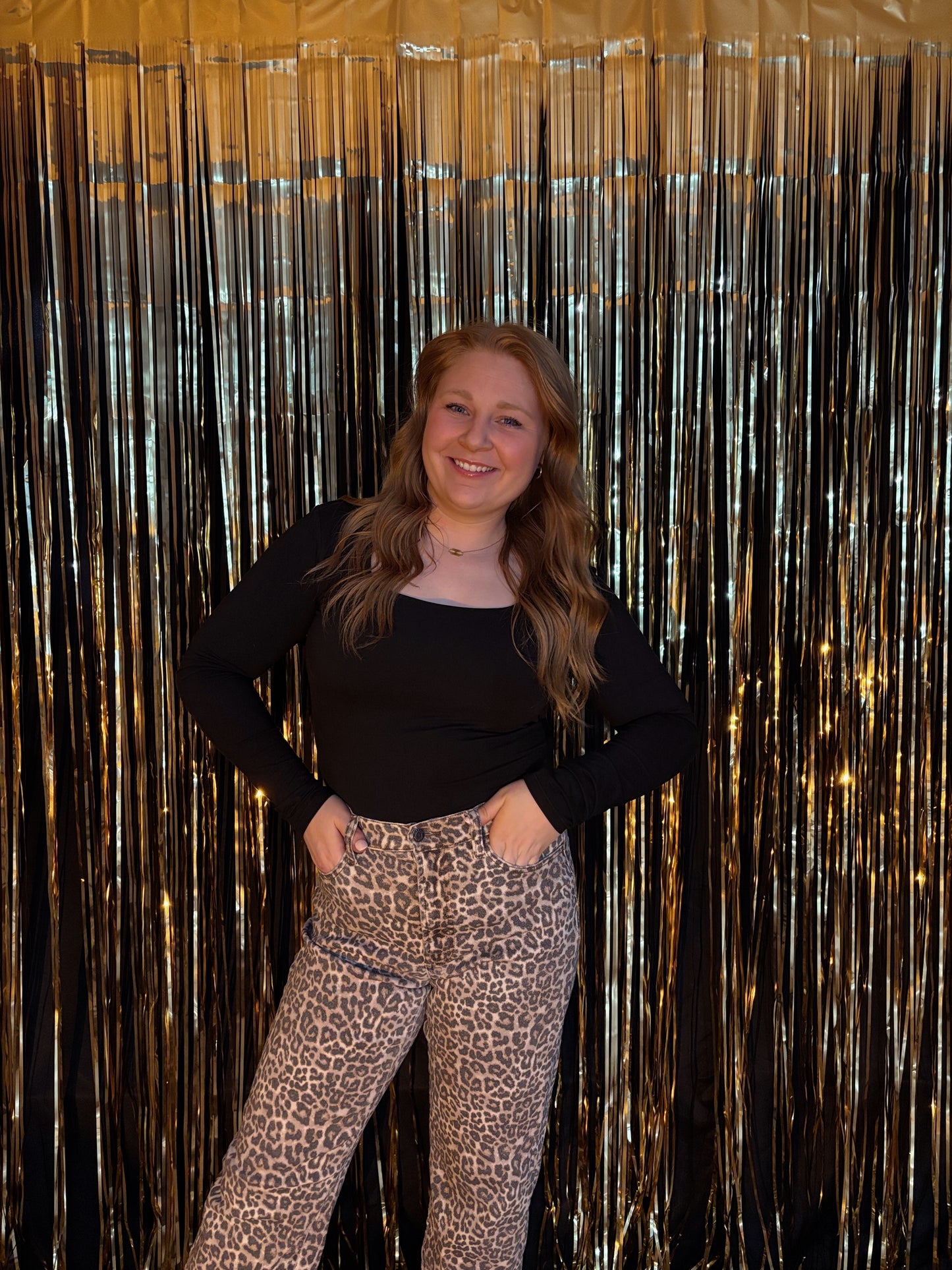 Long Sleeve Square Neck Tee - Black