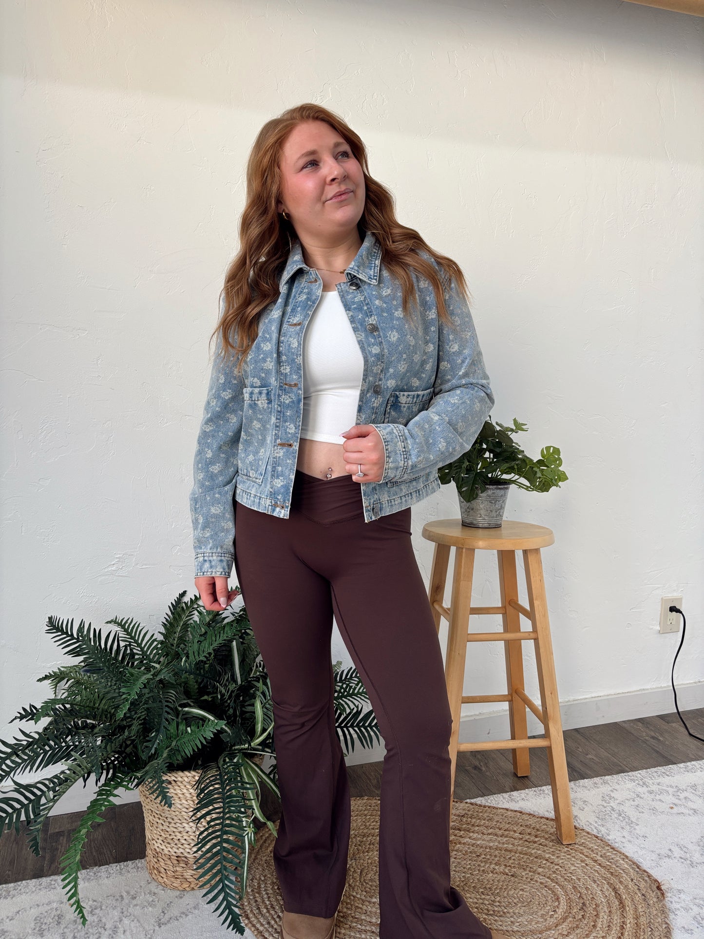 Washed Floral Denim Jacket