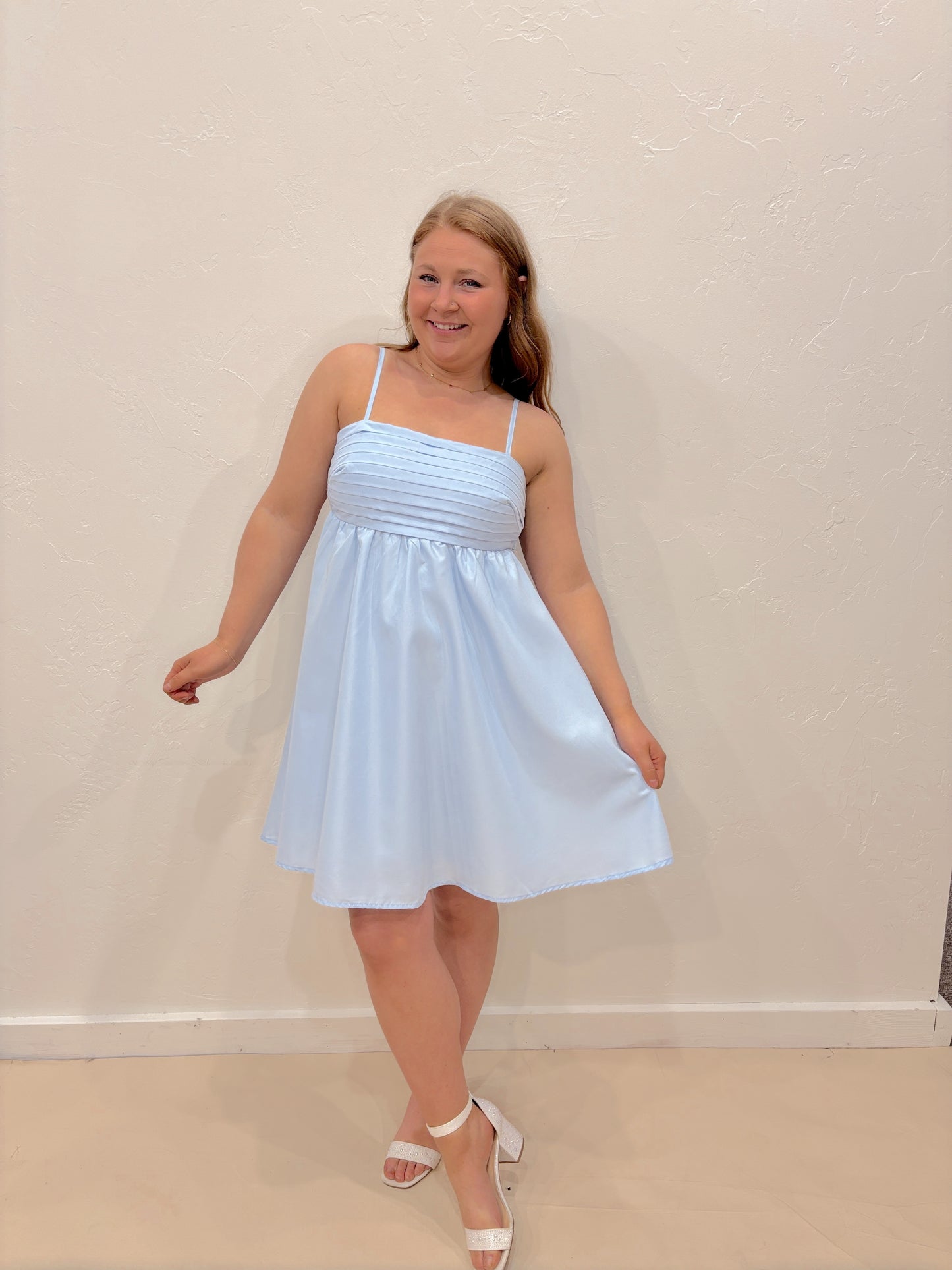 Summer Kiss Back Tie Dress - Blue
