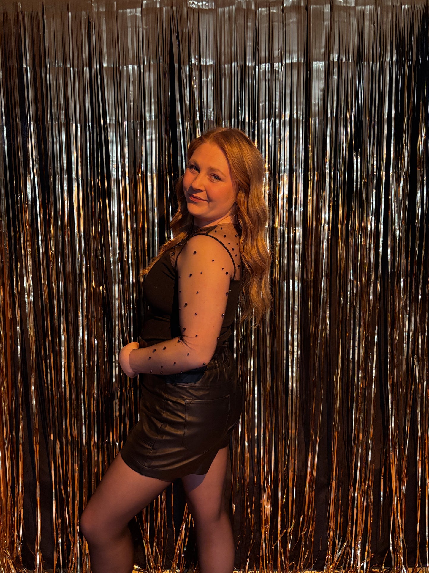 Pearl Dreams Mesh Top - Black